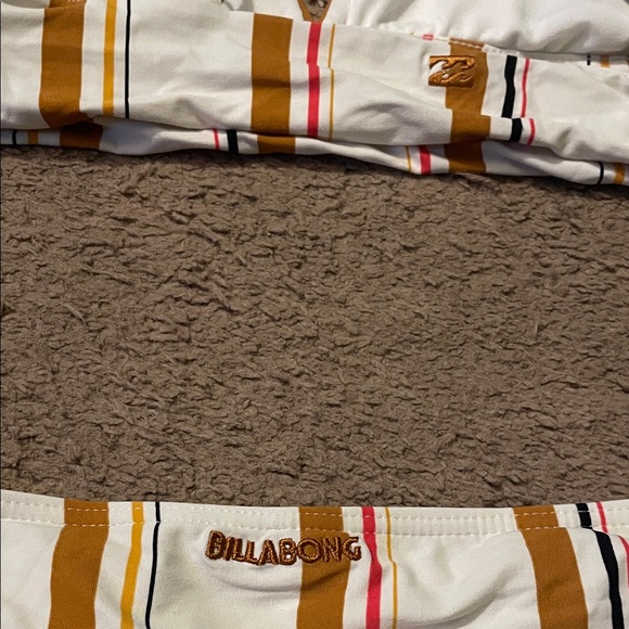 Billabong Cream Bikini Set with Mustard and Pink Stripes - Picture 2 of 2